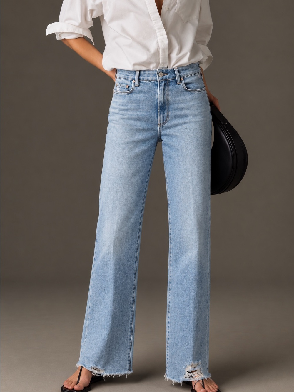 MOTHER The Insider Crop Step Chew Light Blue High-Rise Wide Leg Jeans Sz 25